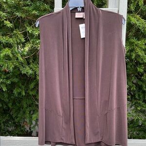 NWT Chico’s EasyWear Chocolate Brown Cold Shoulder Open Jacket Size 1